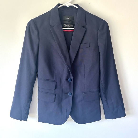 J. Crew Dalton Blazer Tollegno 1900 Italy Wool Navy Blue Career Business Office - Picture 1 of 16
